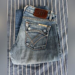 Vintage super low rise William Rast stitched pocket flares size 28